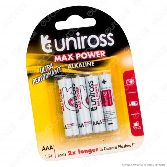Uniross Pile Alcaline Max Power AAA / LR03 / Ministilo / Micro 1,5V -