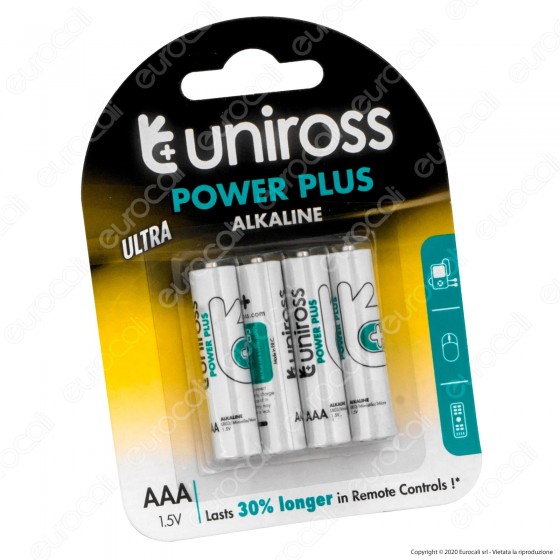 Uniross Pile Alcaline Power Plus AAA / LR03 / Ministilo / Micro 1,5V Uniross Pile Alcaline Power Plus AAA / LR03 / Ministilo / Micro 1,5V