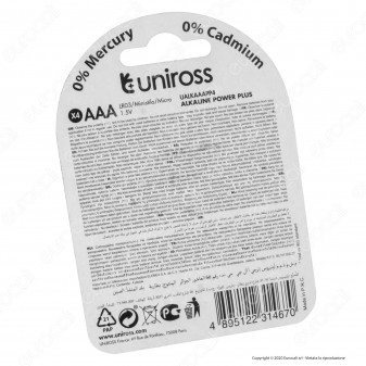 Uniross Pile Alcaline Power Plus AAA / LR03 / Ministilo / Micro 1,5V