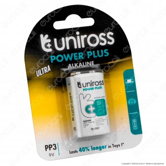 Uniross Pila Alcalina Power Plus PP3 / 6LR61 / Transistor / E-block