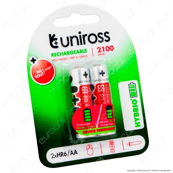 Uniross Pile Ricaricabili Hybrio AA / HR6 Ni-MH 1,2V 2000mAh - Uniross Pile Ricaricabili Hybrio AA / HR6 Ni-MH 1,2V 2000mAh -