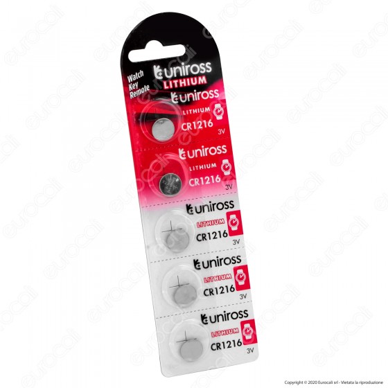 Uniross Lithium Pile al Litio CR1216 3V - Blister da 5 Batterie Uniross Lithium Pile al Litio CR1216 3V - Blister da 5 Batterie