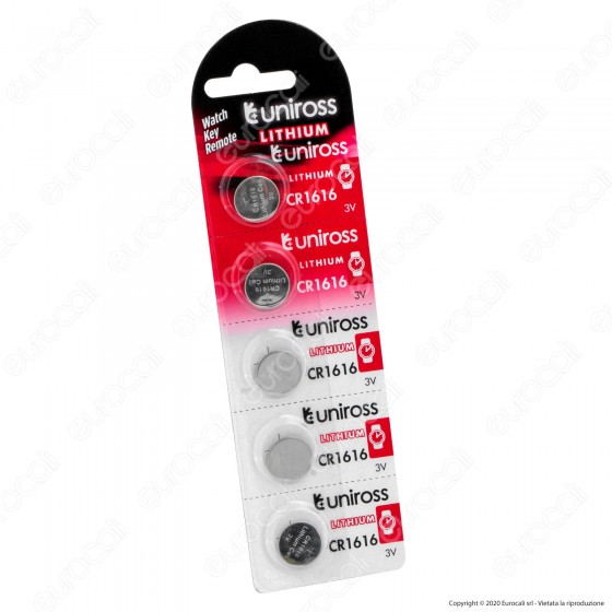 Uniross Lithium Pile al Litio CR1616 3V - Blister da 5 Batterie Uniross Lithium Pile al Litio CR1616 3V - Blister da 5 Batterie