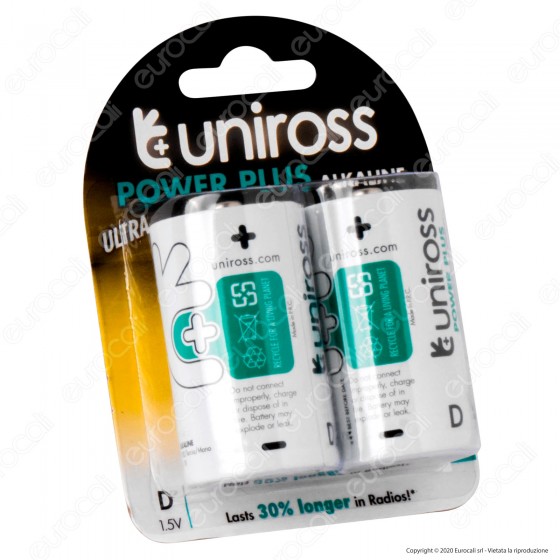 Uniross Pile Alcaline Power Plus D / LR20 / Torcia / Mono 1,5V - Uniross Pile Alcaline Power Plus D / LR20 / Torcia / Mono 1,5V -