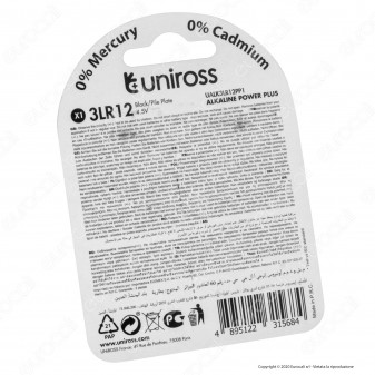 Uniross Pila Alcalina Power Plus 3LR12 / Block / Pile Plate 4.5V -