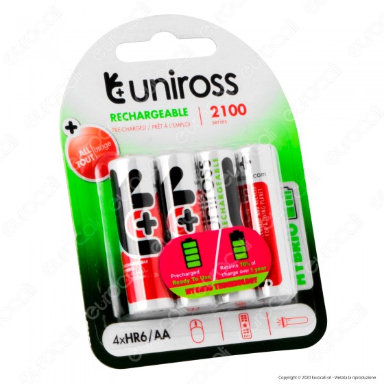 Uniross Pile Ricaricabili Hybrio AA / HR6 Ni-MH 1,2V 2000mAh - Uniross Pile Ricaricabili Hybrio AA / HR6 Ni-MH 1,2V 2000mAh -