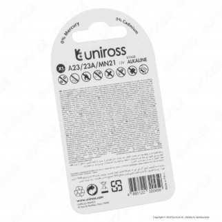 Uniross Pila Alcalina A23 / 23A / MN21 12V - Blister da 1 Batteria