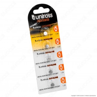 Uniross Pile Alcaline a Bottone LR626 / AG4 / G4 / LR66 / 177 / 377