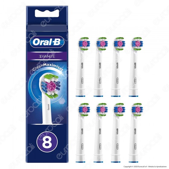 Oral-B 3D White Testine di Ricambio per Spazzolino Elettrico - Confezione da 8 Testine
