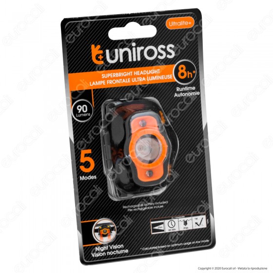 Uniross UItralite Plus Torcia Frontale Headlight LED 3W Ultra Uniross UItralite Plus Torcia Frontale Headlight LED 3W Ultra