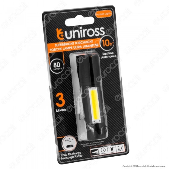 Uniross Torcia Torchlight LED COB 3W Luminosa a Doppia Funzione con Uniross Torcia Torchlight LED COB 3W Luminosa a Doppia Funzione con