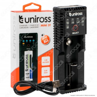 Uniross Caricabatterie Mini 3T AA / AAA / C / SC per Pile NiMH / NiCD