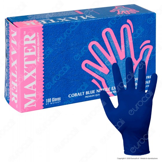 Maxter Guanti Monouso Blu Cobalto in Nitrile Senza Talco - Confezione Maxter Guanti Monouso Blu Cobalto in Nitrile Senza Talco - Confezione