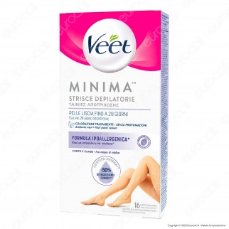 Veet Minima Strisce Depilatorie Corpo con Formula Ipoallergenica - Confezione 16pz