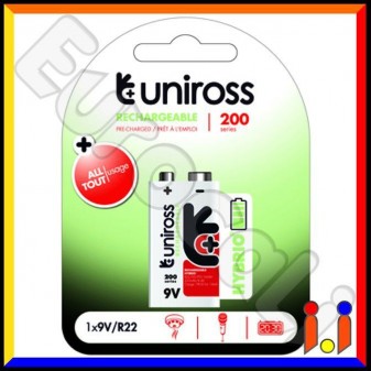 Uniross Hybrio Transistor Pila Ricaricabile 9V - Blister 1 Batteria