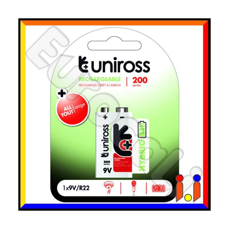 Uniross Hybrio Transistor Pila Ricaricabile 9V - Blister 1 Batteria