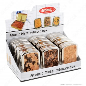 Atomic Portatabacco in Metallo Cromato Spazzolato con 3 Fantasie in