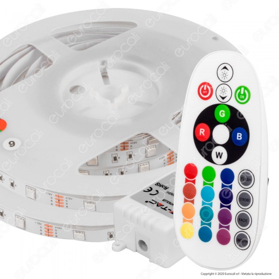 V-Tac VT-5050-300 Kit con Striscia LED 5050 4,8W 12V Multicolore RGB 10mt Controller e Alimentatore V-Tac VT-5050-300 Kit con Striscia LED 5050 4,8W 12V Multicolore RGB 10mt Controller e Alimentatore