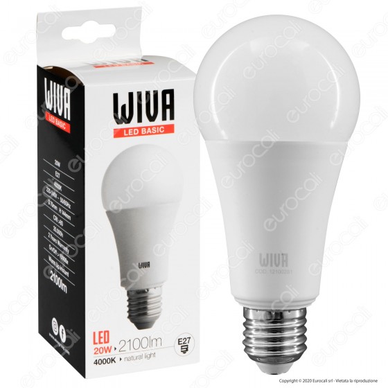 Lampadina LED E27 6000k luce fredda 2100lm 20W Wiva