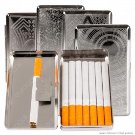 Champ Astuccio Porta Sigarette in Metallo con Decorazione Incisa