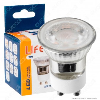 Life Lampadina LED GU10 3W Faretto MR11 Spotlight 38° in Ceramica e