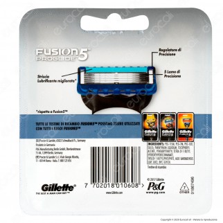 Gillette Fusion Proglide 5 Ricarica di 4 Testine Lamette per Tutti i