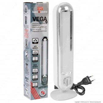 CFG Vega Lampada LED 9W Ricaricabile con Variatore di Intensità Luminosa Dimmerabile Anti Black Out - mod. EL072