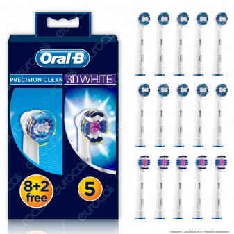 Oral-B 15 Testine Di Ricambio Spazzolino Elettrico Precision Clean + 3D White - Confezione da 15 Testine di Ricambio
