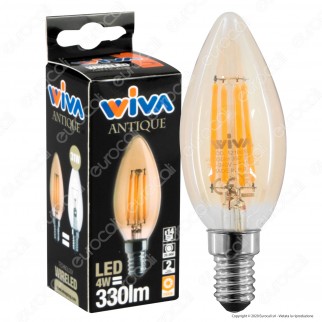 Wiva Antique Lampadina LED Filament WIRELED E14 4W Candela Ambrata