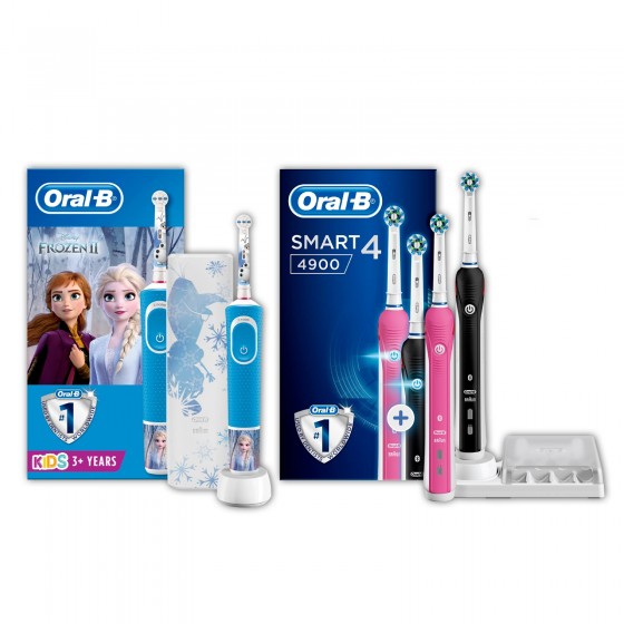 Kit Oral-B Spazzolini Elettrici Ricaricabili per la Famiglia Smart 4 4900 e Vitality Frozen 2