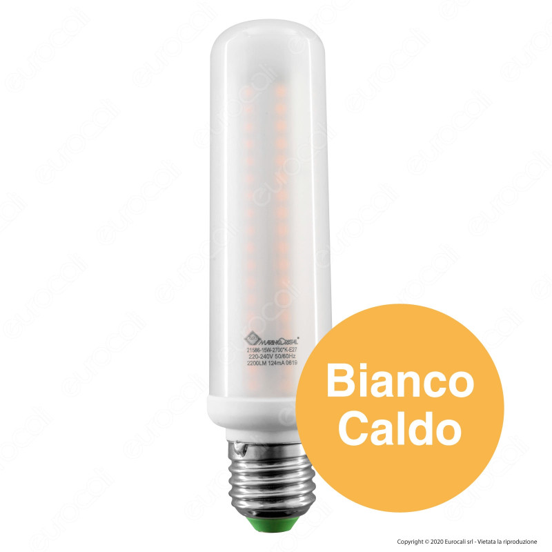 Lampadina LED E27 15W Tubolar T38 Serie PRO mod 21586 Marino Cristal