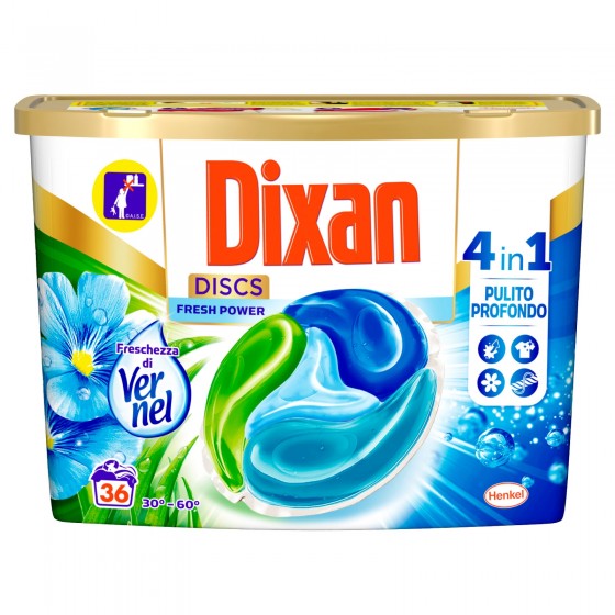 Dixan Discs Fresh Power 4in1 Detersivo per Lavatrice Freschezza Dixan Discs Fresh Power 4in1 Detersivo per Lavatrice Freschezza