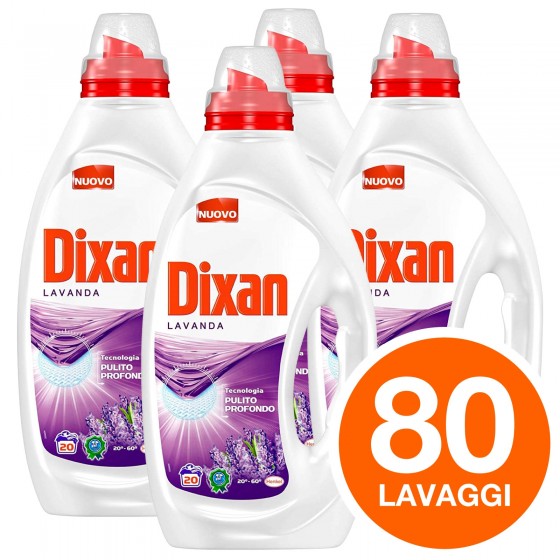 Dixan Liquido Lavanda Pulito Profondo Detersivo per Lavatrice - 4 Dixan Liquido Lavanda Pulito Profondo Detersivo per Lavatrice - 4