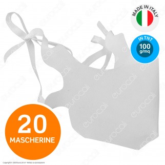 20 Mascherine Modello Chirurgico Filtranti Monouso in TNT 100%