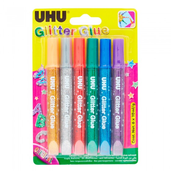 UHU Glitter Glue Original Colla a Penna - Blister da 6 Tubetti UHU Glitter Glue Original Colla a Penna - Blister da 6 Tubetti
