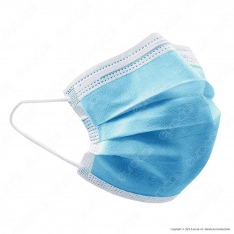 50 Mascherine Chirurgiche Monouso Filtranti Tipo I in TNT Azzurro 3