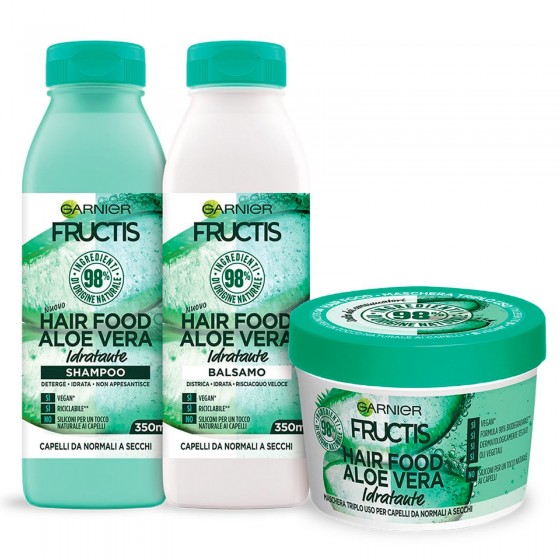 Garnier Fructis Kit Hair Food Aloe Vera Shampoo Balsamo e Maschera - Garnier Fructis Kit Hair Food Aloe Vera Shampoo Balsamo e Maschera -