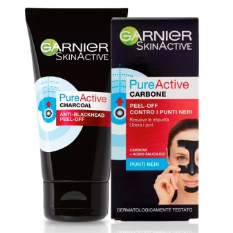 Garnier Skin Active Pure Active Maschera al Carbone Anti Punti Neri Intensive Peel Off - Tubetto da 50ml