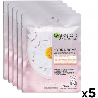 Garnier Skin Active Maschera in Tessuto Hydra Bomb Camomilla- Confezione da 5 pezzi