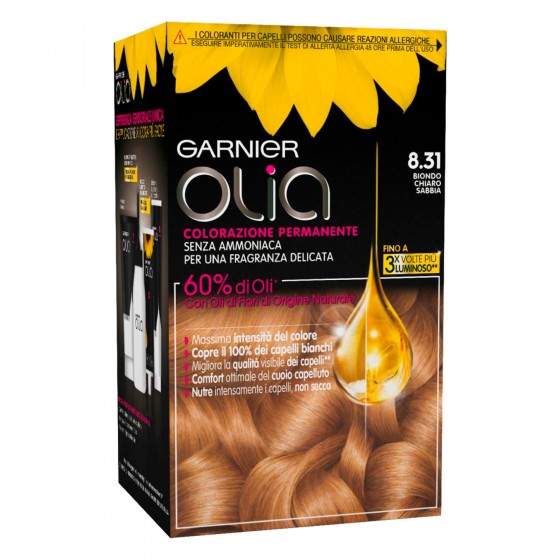 Garnier Olia Tinta Permanente per Capelli 8.31 Biondo Chiaro Sabbia Garnier Olia Tinta Permanente per Capelli 8.31 Biondo Chiaro Sabbia