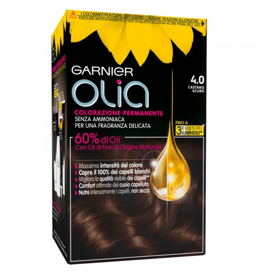 Garnier Olia Tinta Permanente per Capelli 4.0 Castano Scuro Senza Garnier Olia Tinta Permanente per Capelli 4.0 Castano Scuro Senza