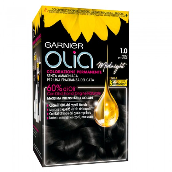 Garnier Olia Midnight Tinta Permanente per Capelli 1.0 Nero Intenso Garnier Olia Midnight Tinta Permanente per Capelli 1.0 Nero Intenso