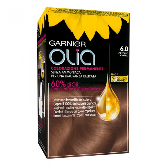 Garnier Olia Tinta Permanente per Capelli 6.0 Castano Chiaro Senza Garnier Olia Tinta Permanente per Capelli 6.0 Castano Chiaro Senza