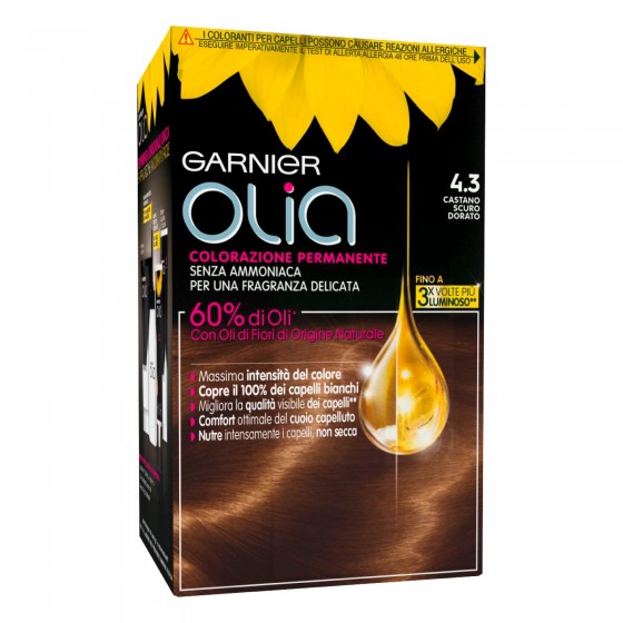 Garnier Olia Tinta Permanente per Capelli 4.3 Castano Scuro Dorato Garnier Olia Tinta Permanente per Capelli 4.3 Castano Scuro Dorato
