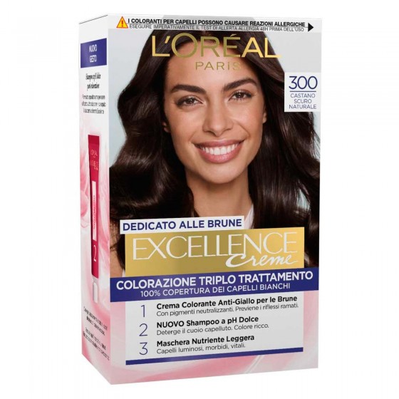 L'Oréal Paris Excellence Colorazione Permanente 300 Castano Naturale L'Oréal Paris Excellence Colorazione Permanente 300 Castano Naturale