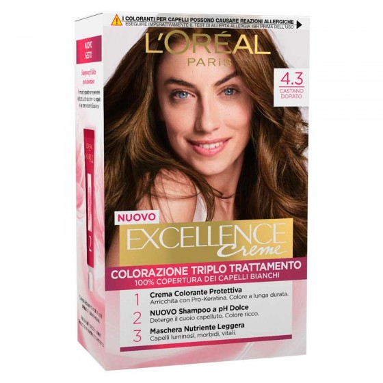 L'Oréal Paris Excellence Colorazione Permanente 4.3 Castano Dorato L'Oréal Paris Excellence Colorazione Permanente 4.3 Castano Dorato