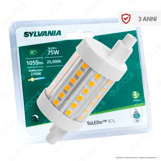 Sylvania ToLEDo Lampadina LED L78 R7s 8,5W Tubolare con Attacco Sylvania ToLEDo Lampadina LED L78 R7s 8,5W Tubolare con Attacco