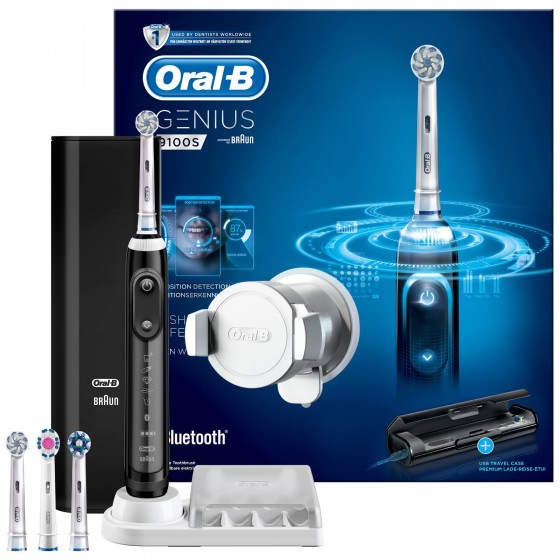 Oral-B Genius 9100S Spazzolino Elettrico Bluetooth con Custodia e 4 Oral-B Genius 9100S Spazzolino Elettrico Bluetooth con Custodia e 4