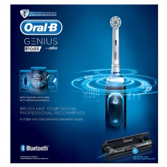 Oral-B Genius 9100S Spazzolino Elettrico Bluetooth con Custodia e 4 Testine di Ricambio