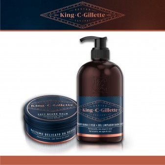 King C Gillette Set Detergente Viso e Barba e Balsamo da Barba